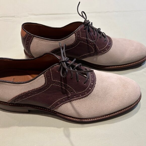 Johnston & Murphy Men\'s Cream and Brown Derby Shoes Size 10M